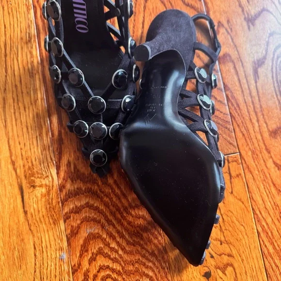 The Attico Embellished Black Suede Slingback Pumps - Picture 4 of 6